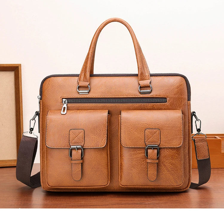 Luxury Brand Man Business Briefcase Bag PU Leather Messenger Shoulder Bag Men Office Lunch Bags For Laptop A4 File Male Handbags Master Coach HQ