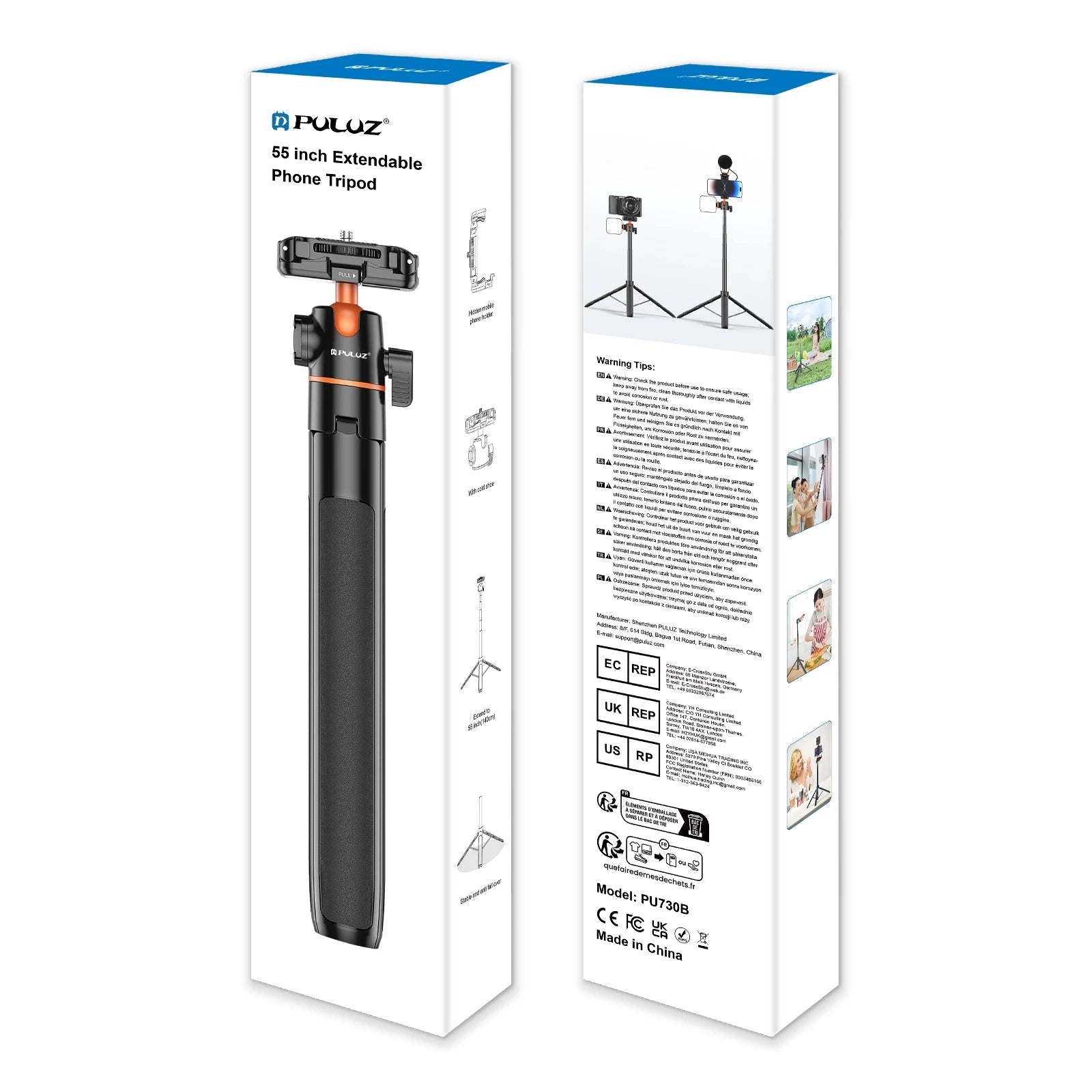 PULUZ 1.4m Phone Selfie Stick Tripod Vlog Live Streaming Holder with Phone Clip for iPhone/ Samsung/ Huawei & Cameras Tripod Master Coach HQ