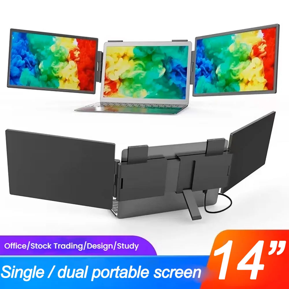 14" Portable dual monitor, FHD IPS screen USB-C/HDMI laptop extender for trading/programming/gaming Second display Master Coach HQ