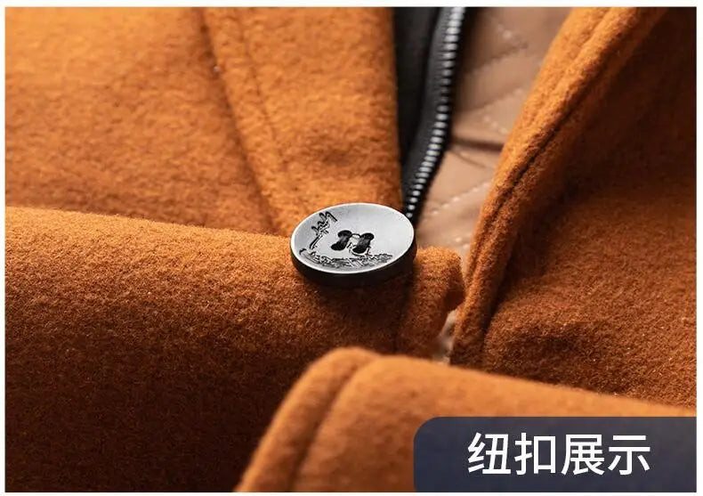 New Fashion Men Hooded Overcoats Casual Woolen Blends Cashmere Long Trench Coats Male Winter Coats Business Casual Jackets 4XL Master Coach HQ