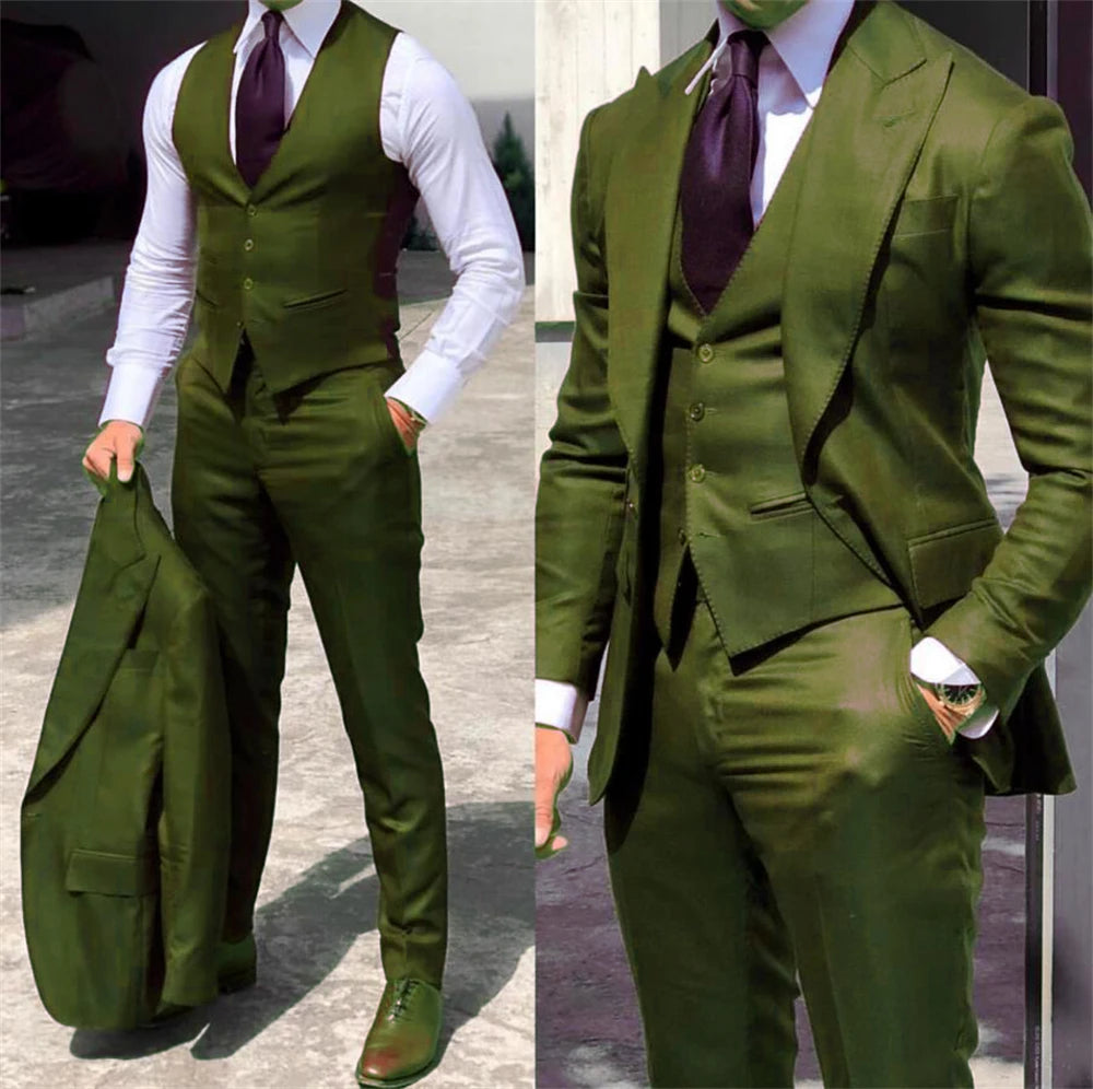 solid color formal business suits Full men's suits Pointed collar Single Breasted high-quality wedding art Graduation Master Coach HQ