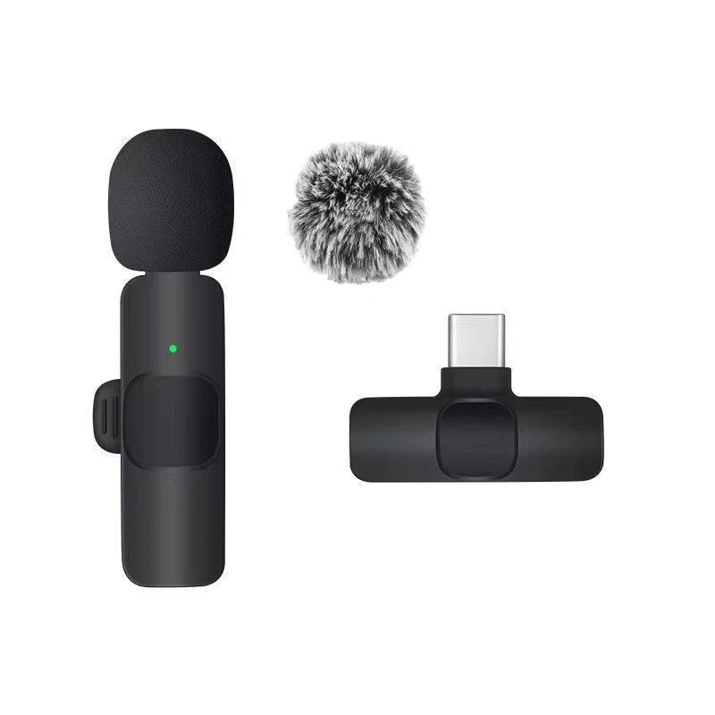 Basix Wireless Lavalier Microphone Audio Recording Mini Replaceable Windproof Wool Microphone for iPhone16 Shoot vlog YouTube Master Coach HQ