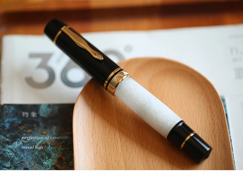 Majohn P139 Piston Resin Fountain Pen #8 F/M All Brass Piston System Large Capacity Writing Gift Pen Stationery School Supplies Master Coach HQ