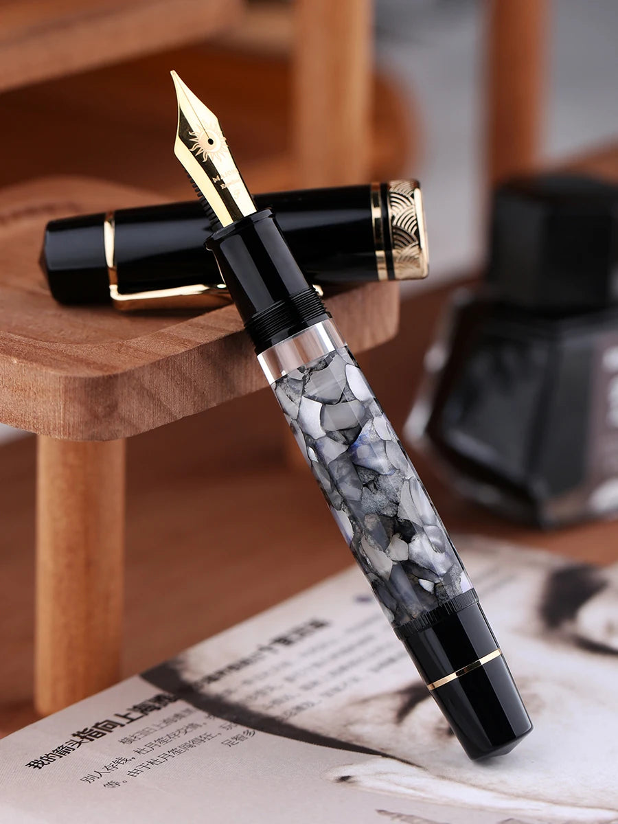 Majohn P139 Piston Resin Fountain Pen #8 F/M All Brass Piston System Large Capacity Writing Gift Pen Stationery School Supplies Master Coach HQ