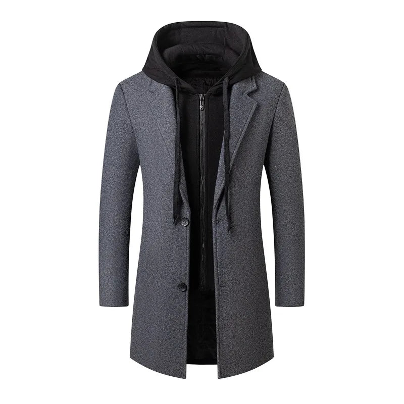 New Fashion Men Hooded Overcoats Casual Woolen Blends Cashmere Long Trench Coats Male Winter Coats Business Casual Jackets 4XL Master Coach HQ