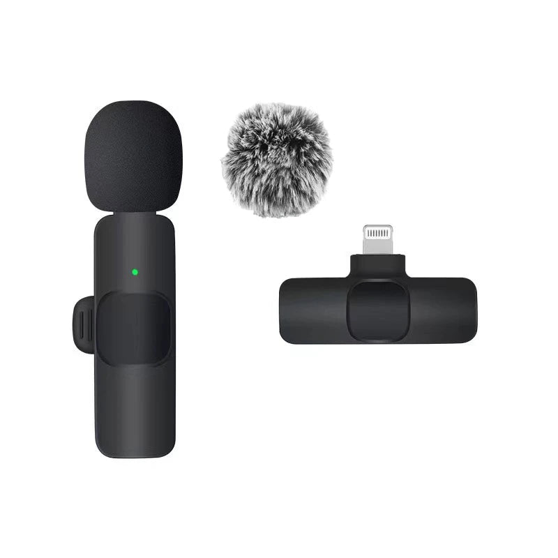 Basix Wireless Lavalier Microphone Audio Recording Mini Replaceable Windproof Wool Microphone for iPhone16 Shoot vlog YouTube Master Coach HQ