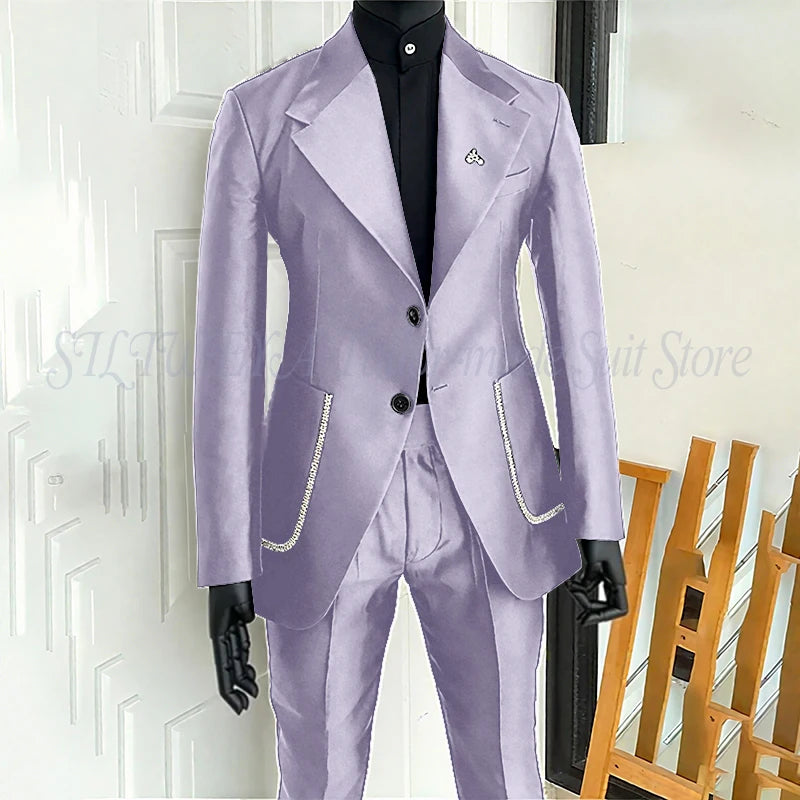 Black Men's 2 Piecs Suits Blazer Pants Single Breasted Daily Work Business Casual Party Suit Set Traje De Hombre Elegante Master Coach HQ