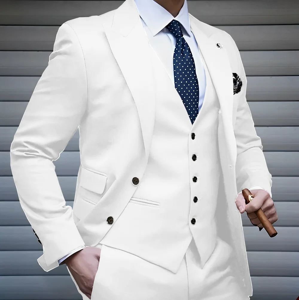 Formal Men's Suit Business Jacket Pants Vest 3 Piece Set High Quality Wedding Groom Tuxedo Solid Color Custom Suit XS-5XL Master Coach HQ