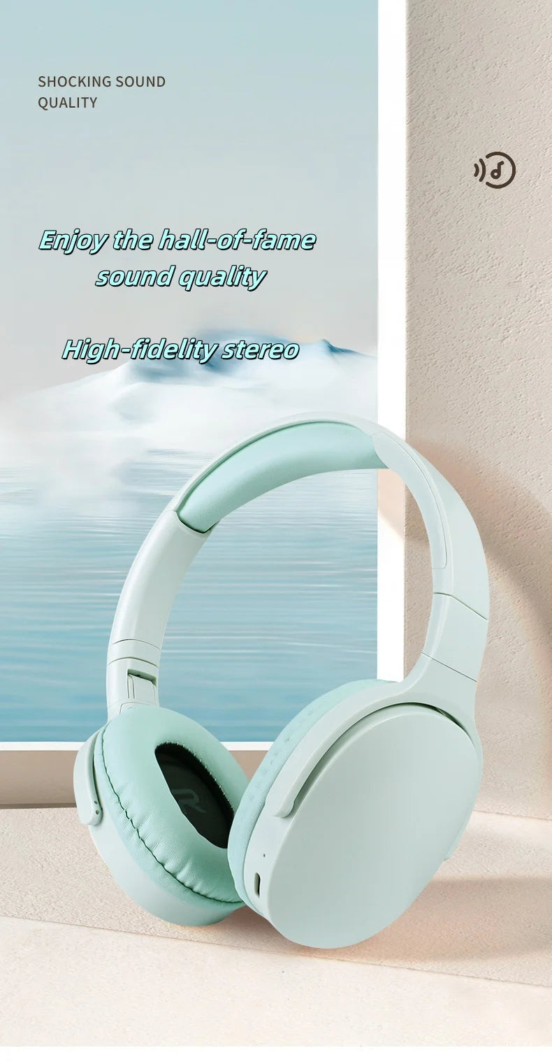 Fashionable Bluetooth wireless headphones, over-ear, deep bass, sports stereo, high fidelity, long battery life, universal Master Coach HQ