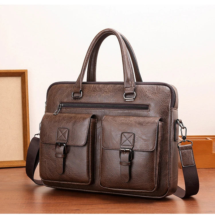 Luxury Brand Man Business Briefcase Bag PU Leather Messenger Shoulder Bag Men Office Lunch Bags For Laptop A4 File Male Handbags Master Coach HQ