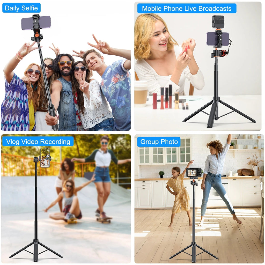 PULUZ 1.4m Phone Selfie Stick Tripod Vlog Live Streaming Holder with Phone Clip for iPhone/ Samsung/ Huawei & Cameras Tripod Master Coach HQ