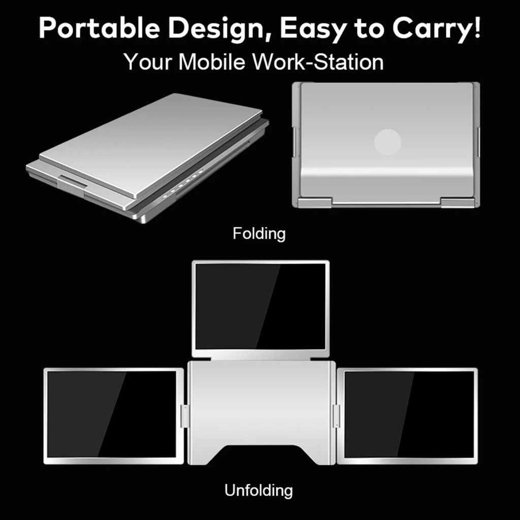 15.6" Laptop Screen Extender Quad Monitors Portable 1 Cable for 3 Screens Folding for 12"-18.5" Laptops Laptop Extended Monitors Master Coach HQ