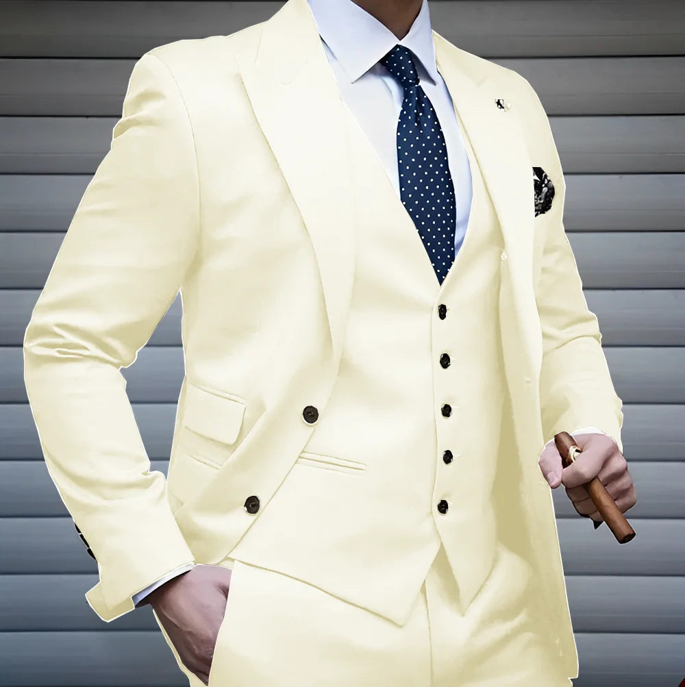 Formal Men's Suit Business Jacket Pants Vest 3 Piece Set High Quality Wedding Groom Tuxedo Solid Color Custom Suit XS-5XL Master Coach HQ