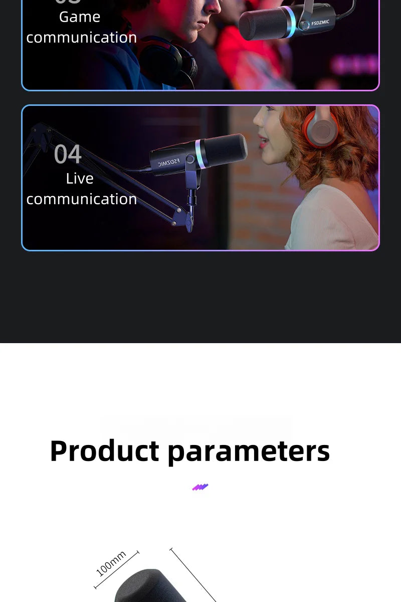 USB/XLR Dynamic Microphone With Built-in Headset Output & Sound Insulation,For Podcasts,Games, Live Broadcast Master Coach HQ