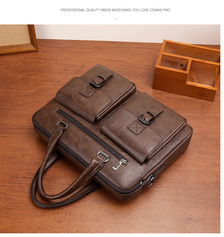 Luxury Brand Man Business Briefcase Bag PU Leather Messenger Shoulder Bag Men Office Lunch Bags For Laptop A4 File Male Handbags Master Coach HQ