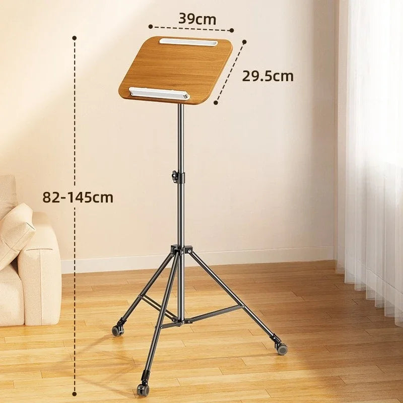 Eary Height Adjustable Laptop Stand Portable Standing Tripod Projector Desk Movable Computer Stand with Wheels Tray for Office Master Coach HQ