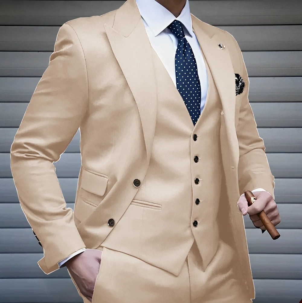 Formal Men's Suit Business Jacket Pants Vest 3 Piece Set High Quality Wedding Groom Tuxedo Solid Color Custom Suit XS-5XL Master Coach HQ