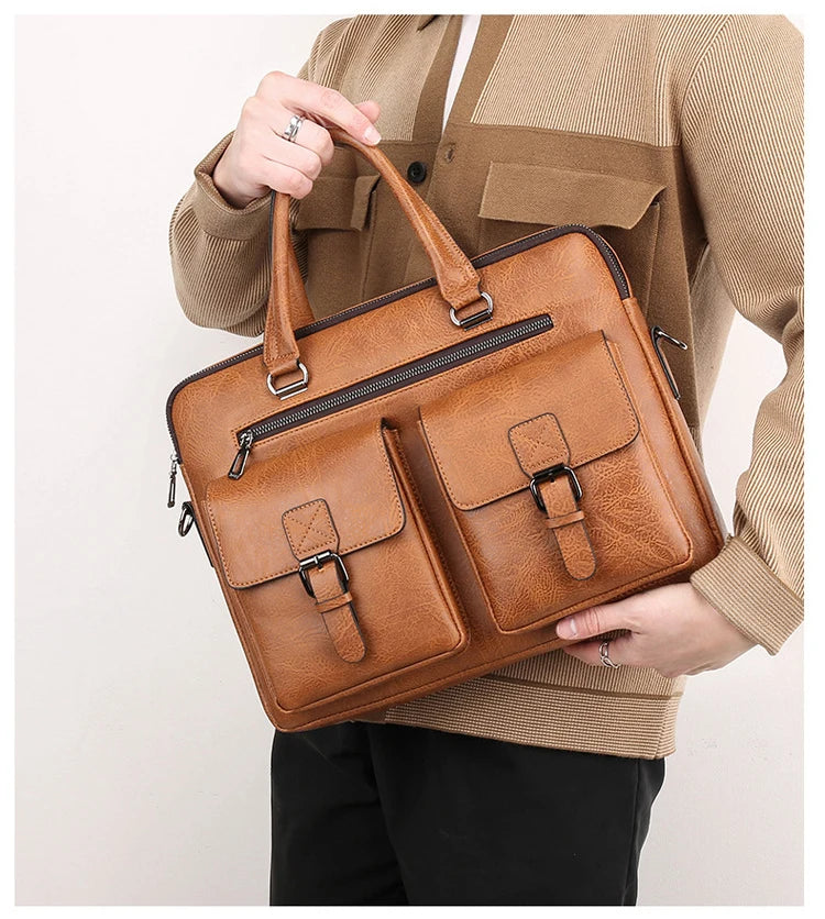 Luxury Brand Man Business Briefcase Bag PU Leather Messenger Shoulder Bag Men Office Lunch Bags For Laptop A4 File Male Handbags Master Coach HQ