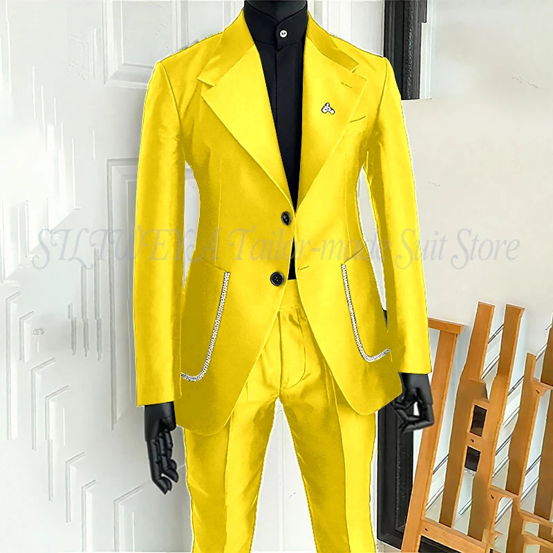 Black Men's 2 Piecs Suits Blazer Pants Single Breasted Daily Work Business Casual Party Suit Set Traje De Hombre Elegante Master Coach HQ