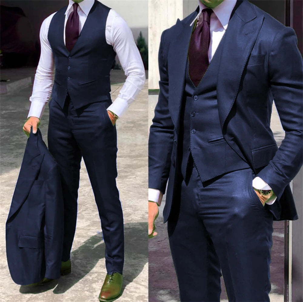 solid color formal business suits Full men's suits Pointed collar Single Breasted high-quality wedding art Graduation Master Coach HQ
