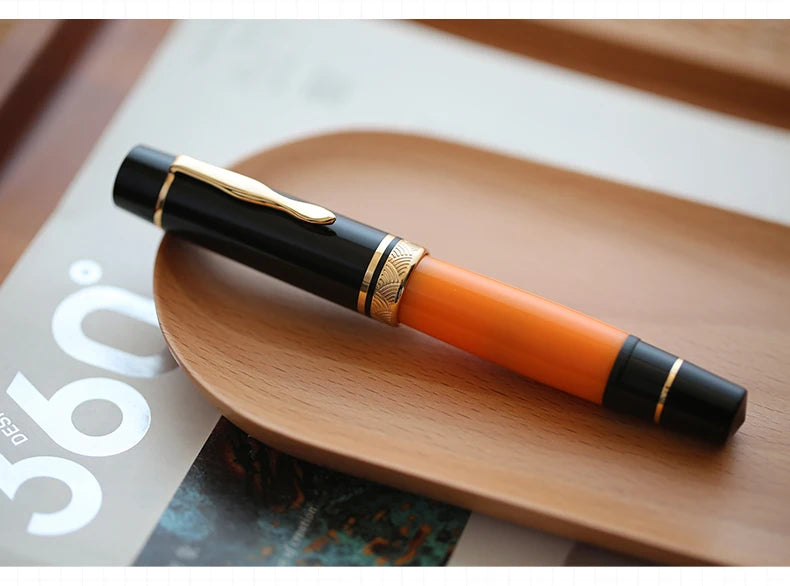 Majohn P139 Piston Resin Fountain Pen #8 F/M All Brass Piston System Large Capacity Writing Gift Pen Stationery School Supplies Master Coach HQ