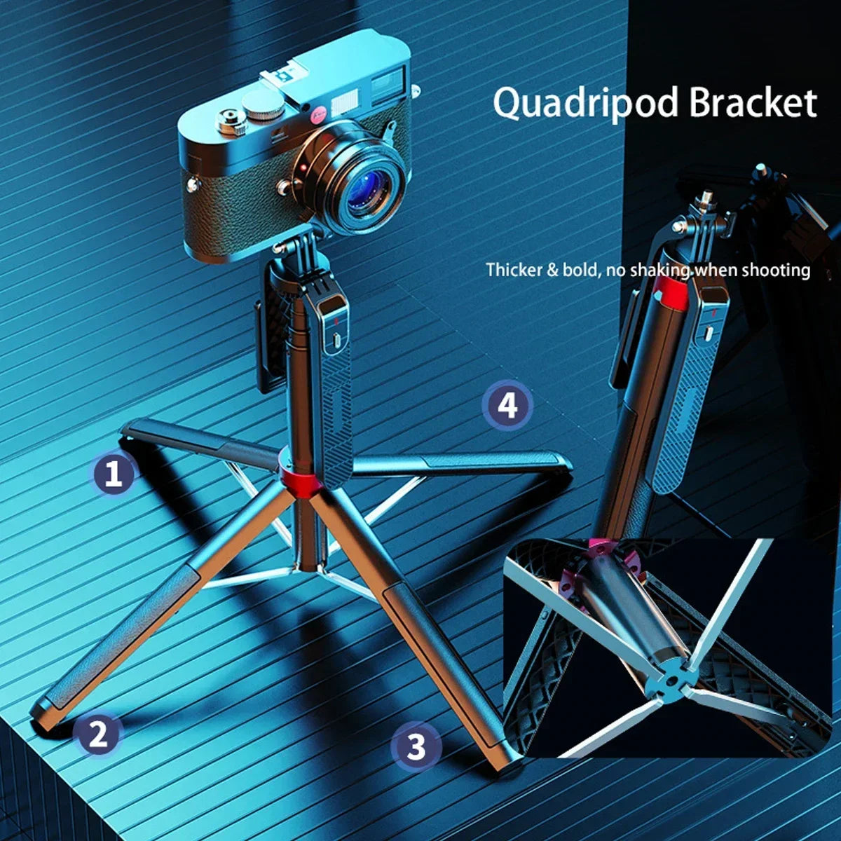 Portable camera tripod with wireless remote control and 360 ° rotation for video recording, video recording, and live streaming Master Coach HQ