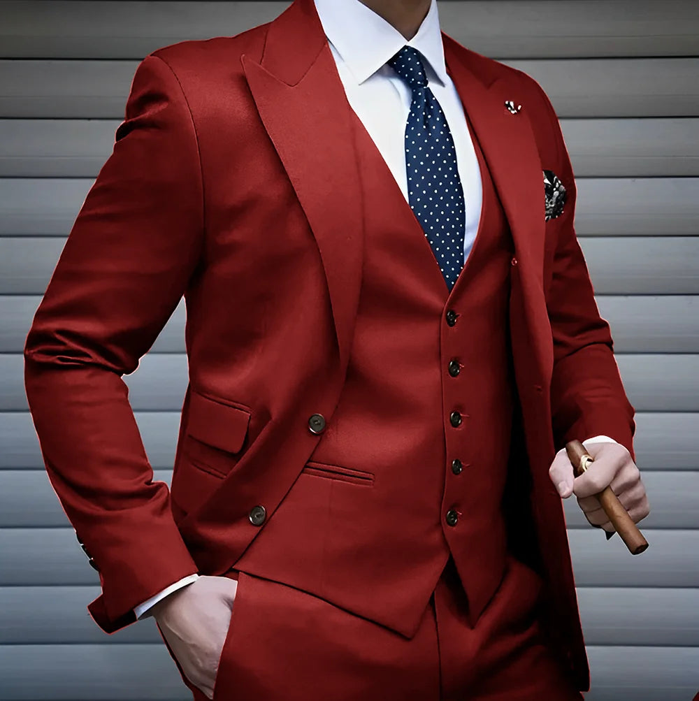 Formal Men's Suit Business Jacket Pants Vest 3 Piece Set High Quality Wedding Groom Tuxedo Solid Color Custom Suit XS-5XL Master Coach HQ