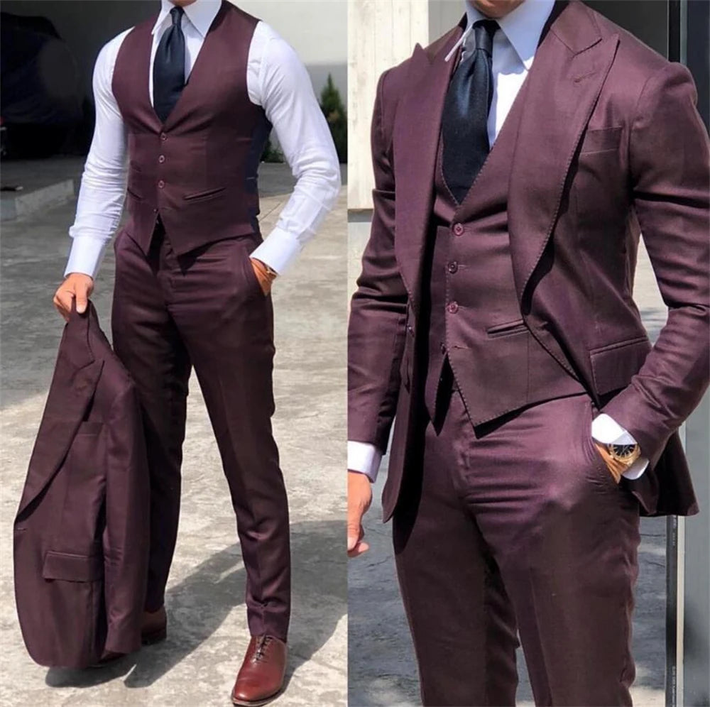 solid color formal business suits Full men's suits Pointed collar Single Breasted high-quality wedding art Graduation Master Coach HQ