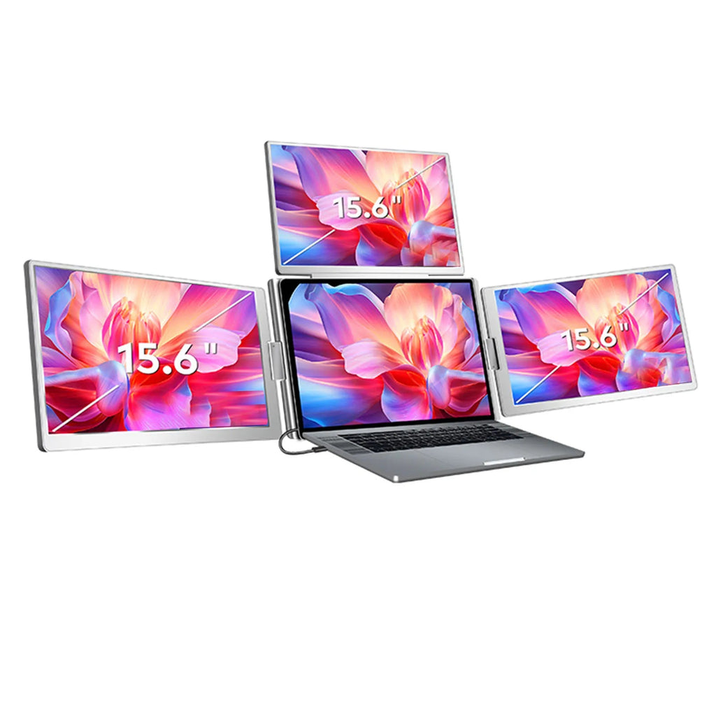 15.6" Laptop Screen Extender Quad Monitors Portable 1 Cable for 3 Screens Folding for 12"-18.5" Laptops Laptop Extended Monitors Master Coach HQ