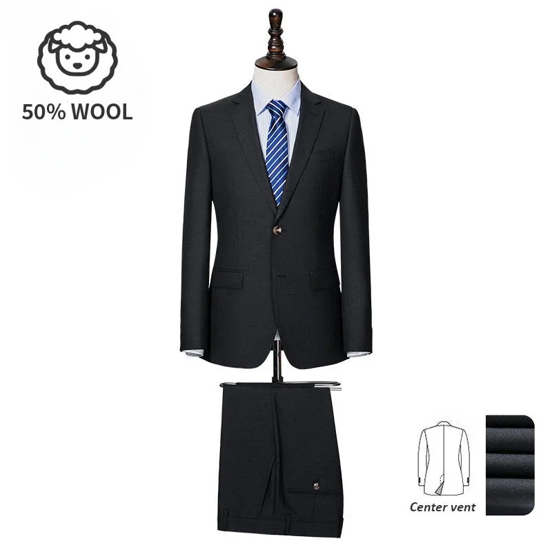 Men's Premium Suit -Business Suit, Professional Formal Wear, Ideal for Work and Weddings,50% Wool,Customizable Fit with 20 Sizes Master Coach HQ