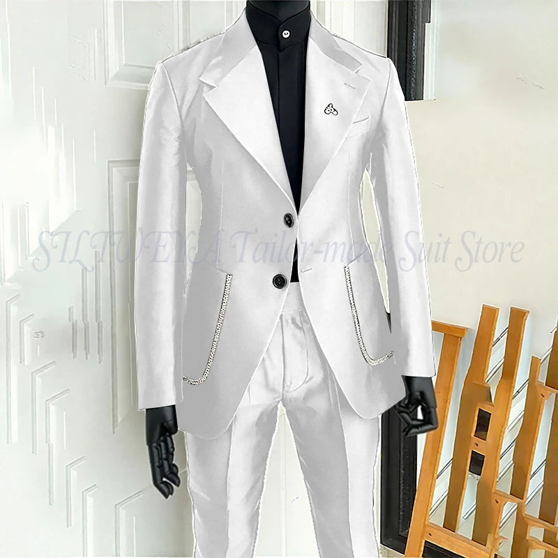 Black Men's 2 Piecs Suits Blazer Pants Single Breasted Daily Work Business Casual Party Suit Set Traje De Hombre Elegante Master Coach HQ