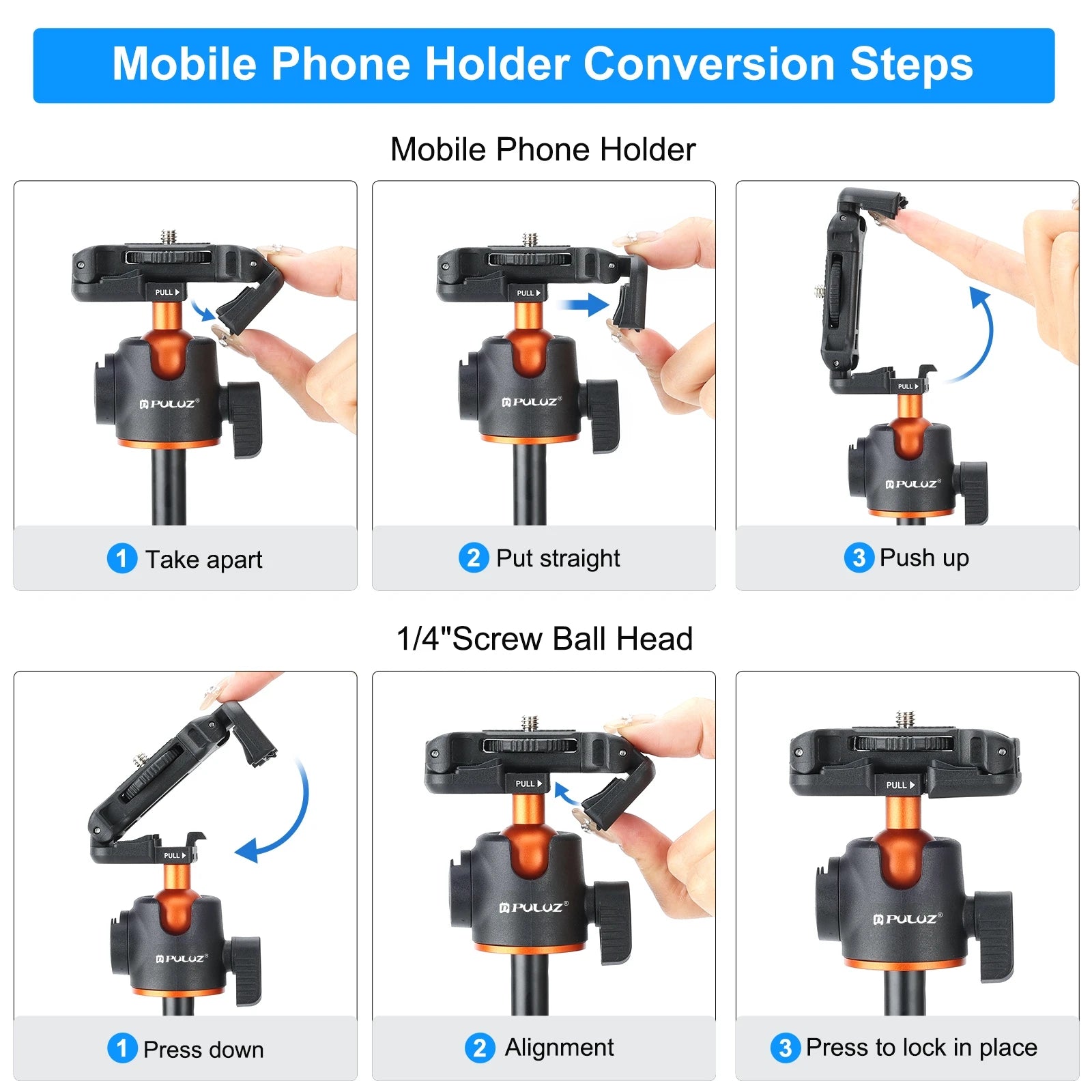PULUZ 1.4m Phone Selfie Stick Tripod Vlog Live Streaming Holder with Phone Clip for iPhone/ Samsung/ Huawei & Cameras Tripod Master Coach HQ