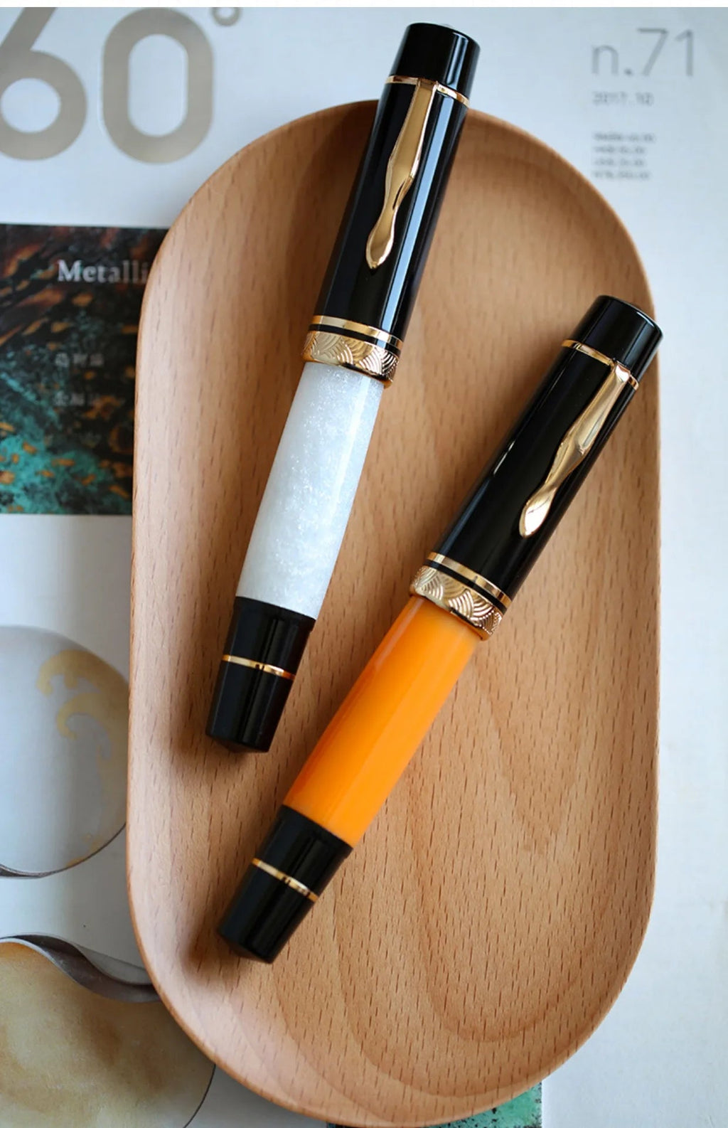 Majohn P139 Piston Resin Fountain Pen #8 F/M All Brass Piston System Large Capacity Writing Gift Pen Stationery School Supplies Master Coach HQ