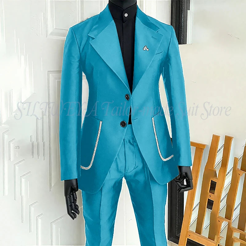 Black Men's 2 Piecs Suits Blazer Pants Single Breasted Daily Work Business Casual Party Suit Set Traje De Hombre Elegante Master Coach HQ