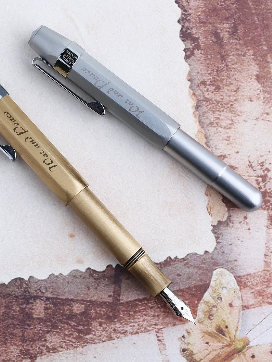 Majohn Alpha All Copper Vintage Travel Short Ink Fountain Pen EF/F/Bent Nib Aluminum Alloy Office School stationery Pocket Pen Master Coach HQ