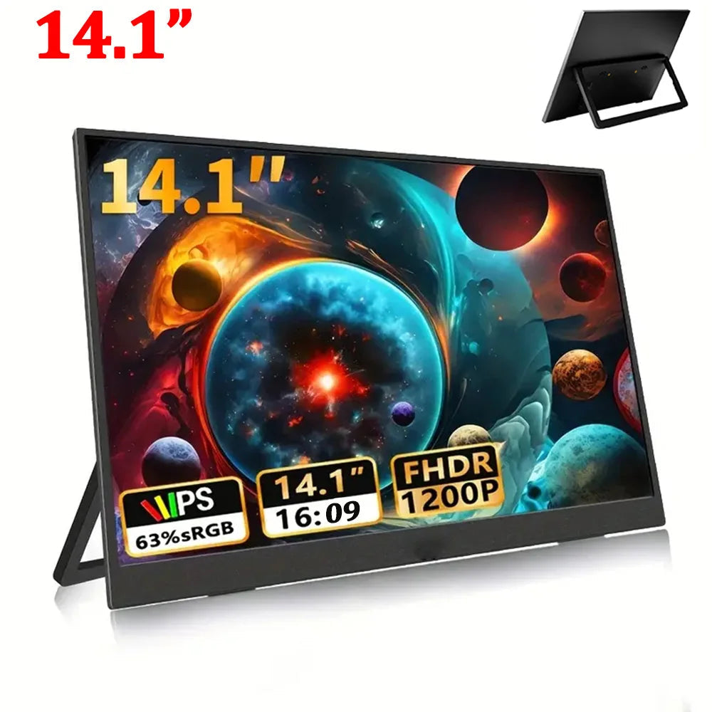 14" Portable dual monitor, FHD IPS screen USB-C/HDMI laptop extender for trading/programming/gaming Second display Master Coach HQ