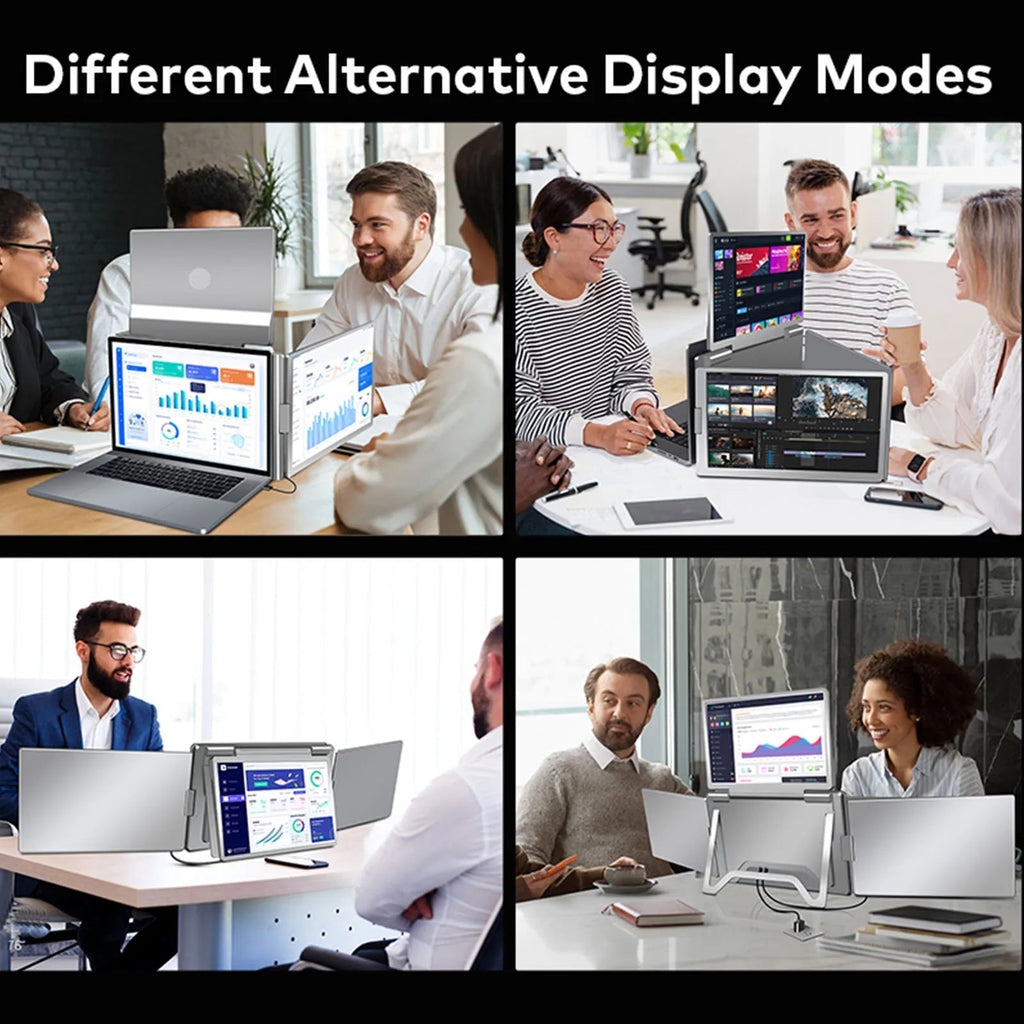 15.6" Laptop Screen Extender Quad Monitors Portable 1 Cable for 3 Screens Folding for 12"-18.5" Laptops Laptop Extended Monitors Master Coach HQ