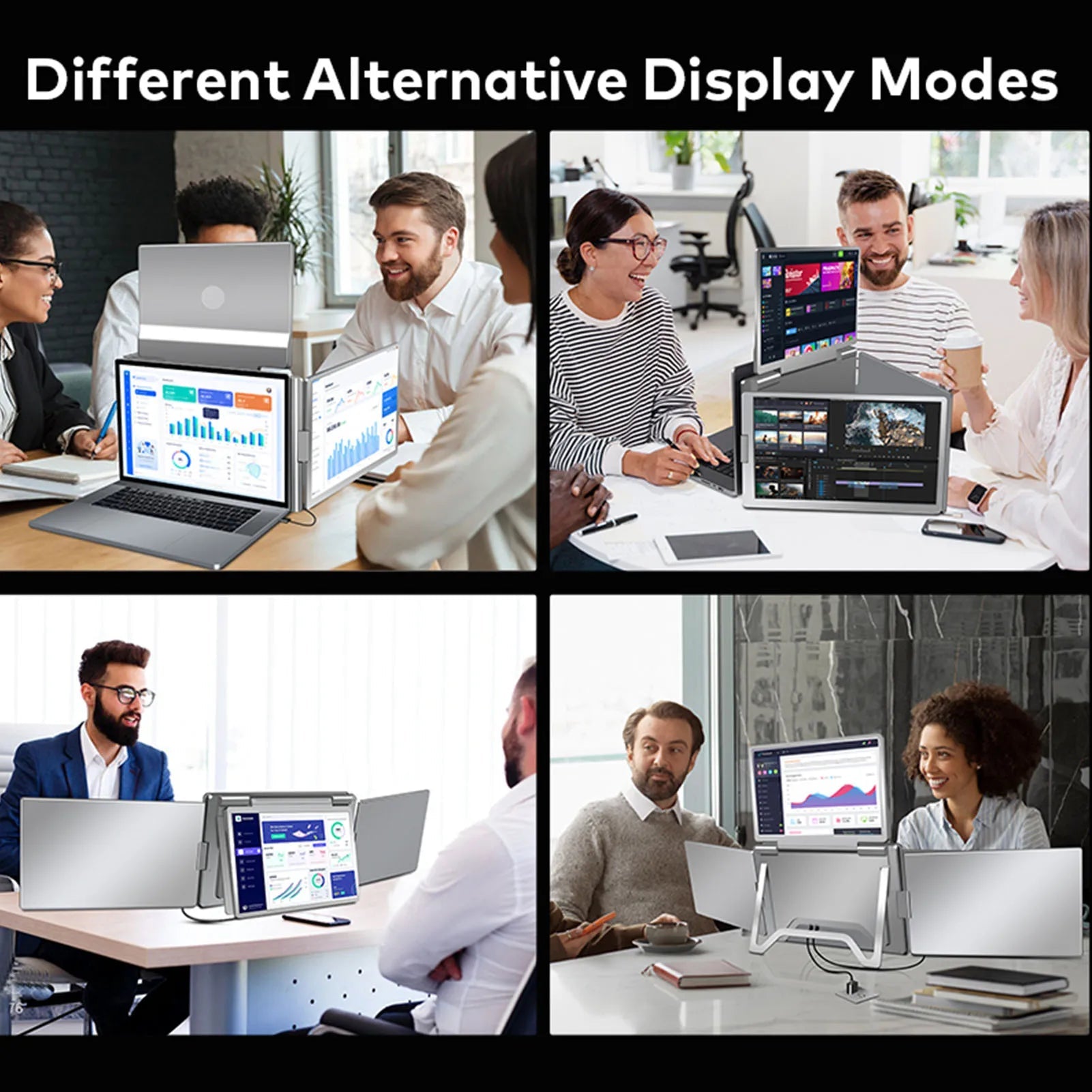 15.6" Laptop Screen Extender Quad Monitors Portable 1 Cable for 3 Screens Folding for 12"-18.5" Laptops Laptop Extended Monitors Master Coach HQ