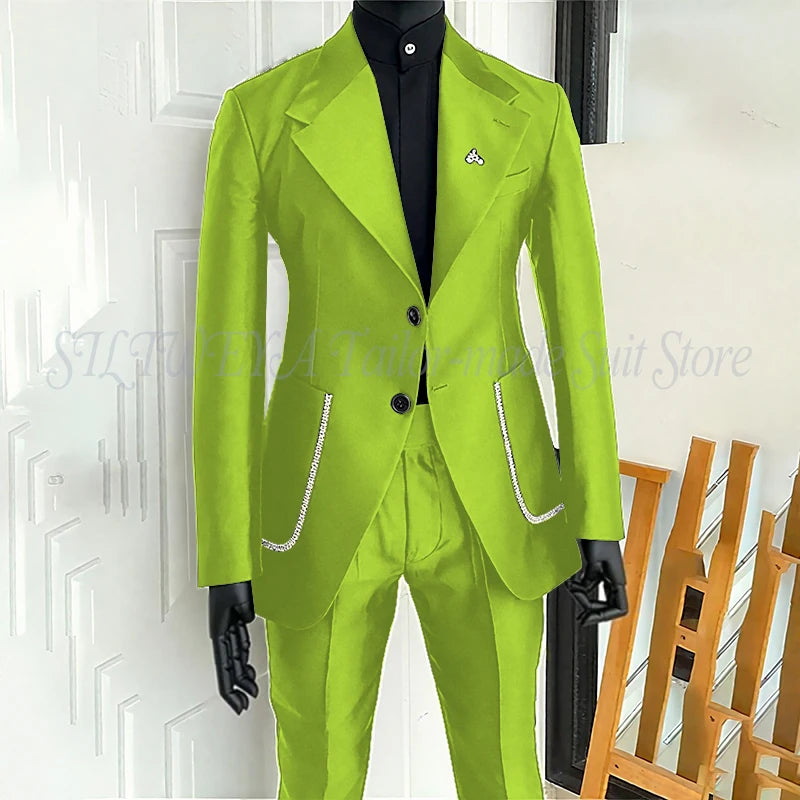 Black Men's 2 Piecs Suits Blazer Pants Single Breasted Daily Work Business Casual Party Suit Set Traje De Hombre Elegante Master Coach HQ