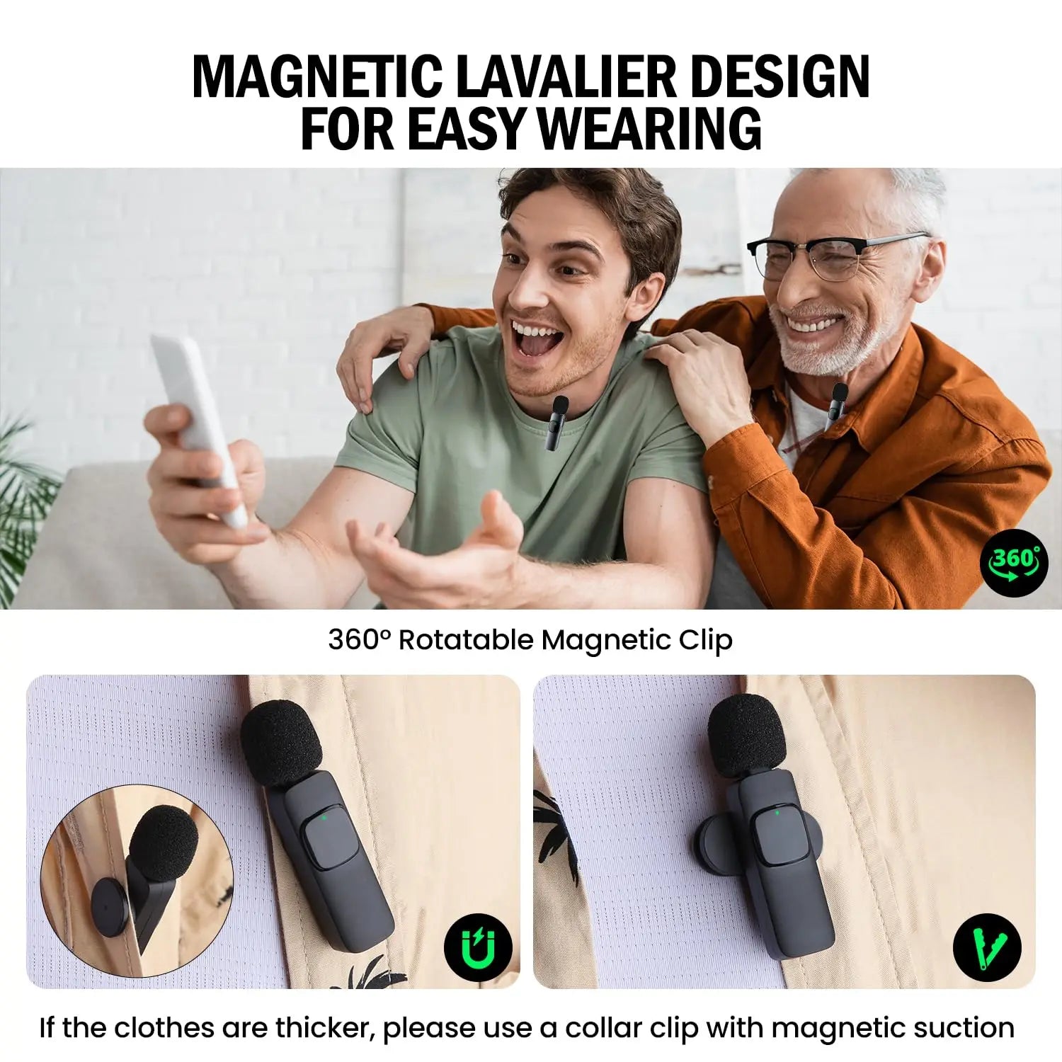 Basix Wireless Lavalier Microphone Audio Recording Mini Replaceable Windproof Wool Microphone for iPhone16 Shoot vlog YouTube Master Coach HQ
