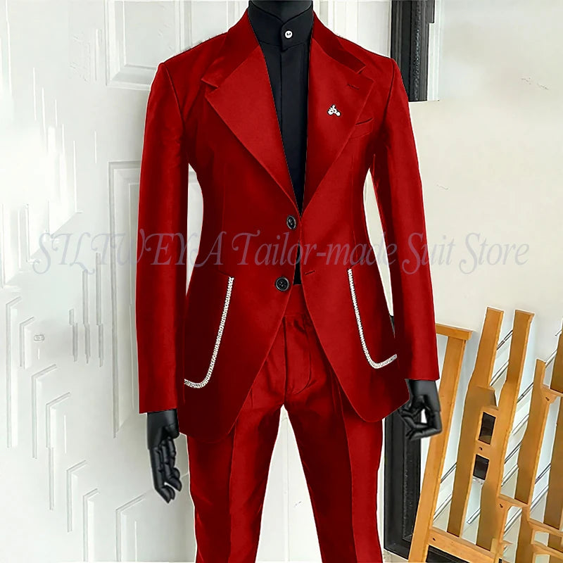 Black Men's 2 Piecs Suits Blazer Pants Single Breasted Daily Work Business Casual Party Suit Set Traje De Hombre Elegante Master Coach HQ