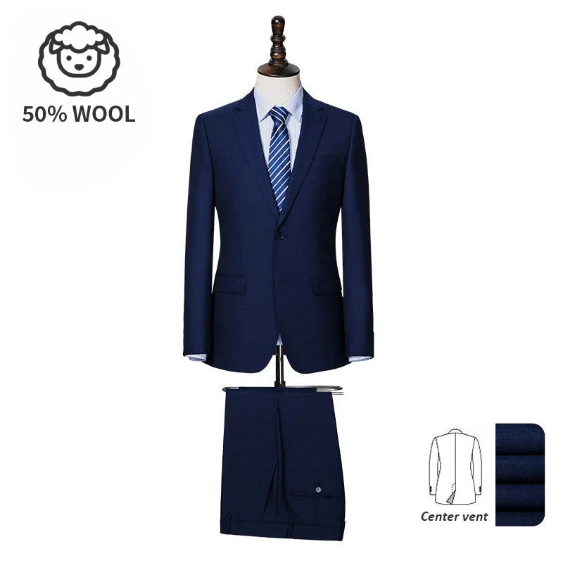 Men's Premium Suit -Business Suit, Professional Formal Wear, Ideal for Work and Weddings,50% Wool,Customizable Fit with 20 Sizes Master Coach HQ