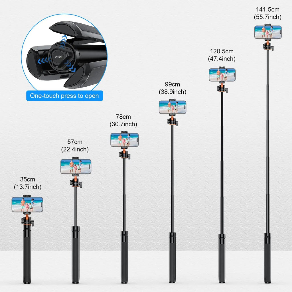 PULUZ 1.4m Phone Selfie Stick Tripod Vlog Live Streaming Holder with Phone Clip for iPhone/ Samsung/ Huawei & Cameras Tripod Master Coach HQ
