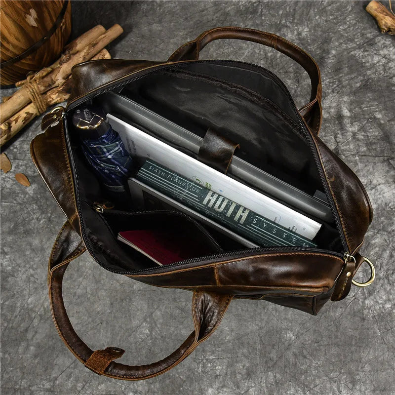Luxury Genuine Leather Handbag for Men Travel Briefcase Male Leather Shoulder Bag Men's Business Laptop Bag Large Messenger Bags Master Coach HQ