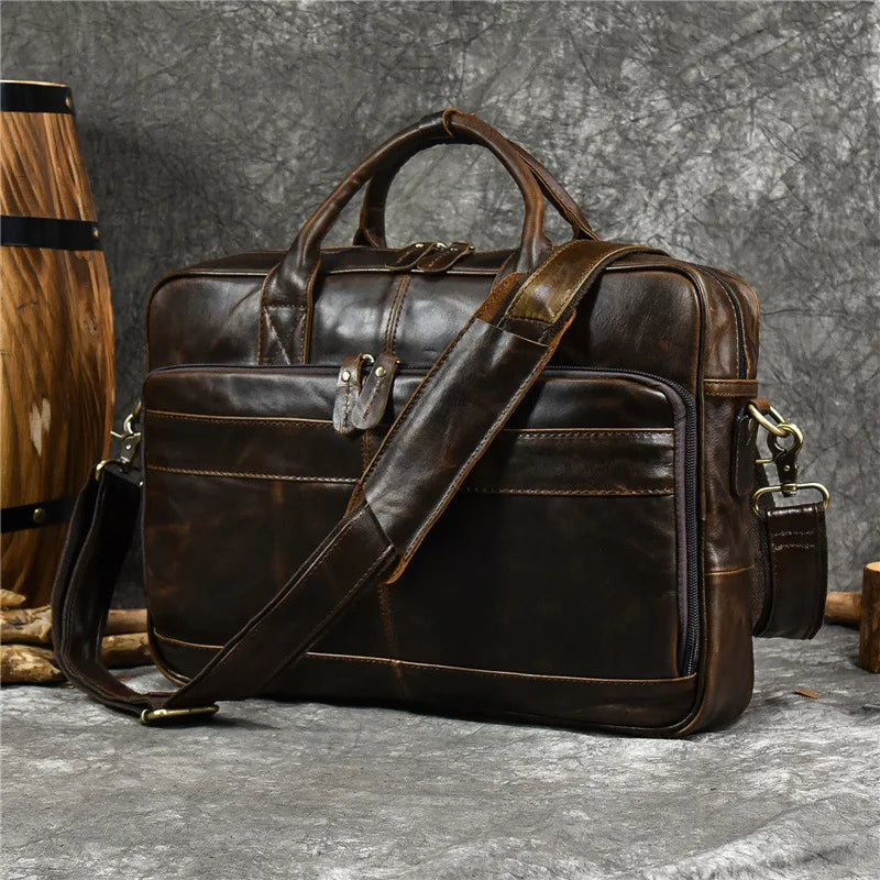 Luxury Genuine Leather Handbag for Men Travel Briefcase Male Leather Shoulder Bag Men's Business Laptop Bag Large Messenger Bags Master Coach HQ